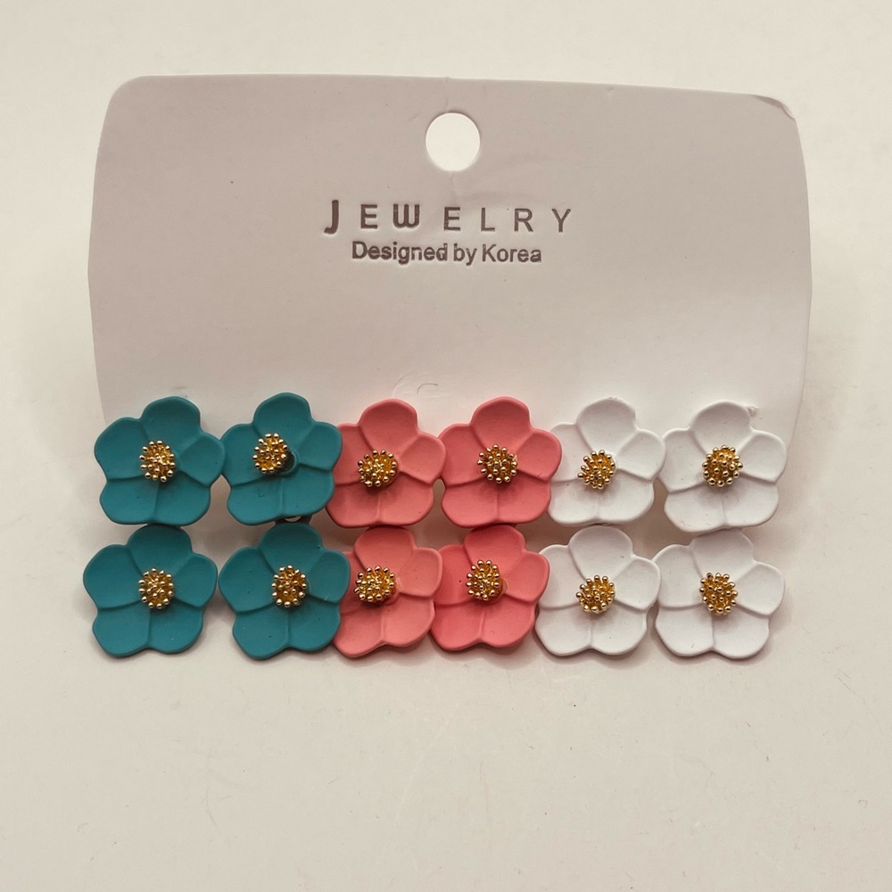 Earrings set for women flowers design - Picture 3 of 5